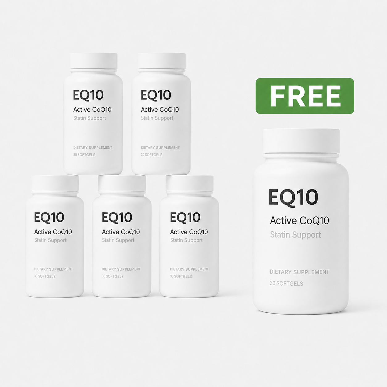 6-pack CoQ10 Softgels - EQ10™ - $10 per bottle