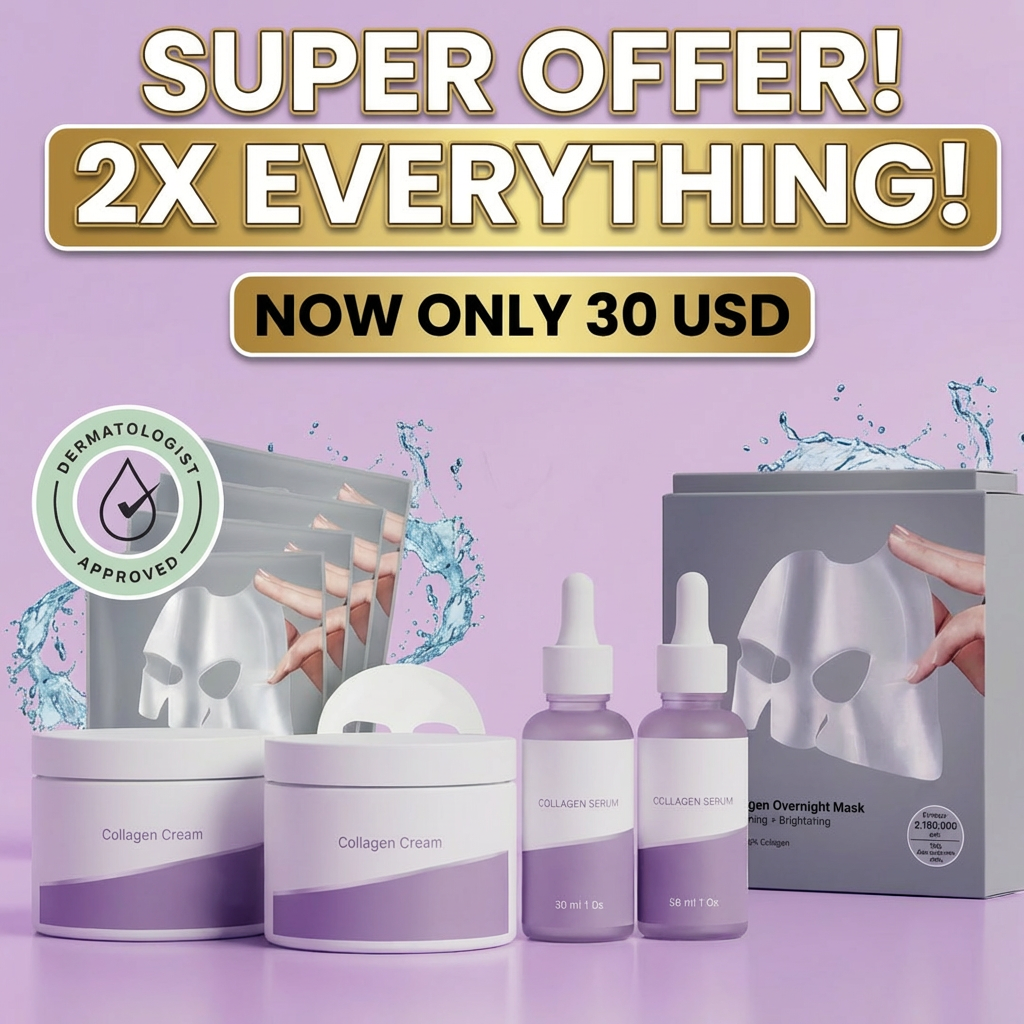 2X SERUM, 2X COLLAGEN CREAM, 2X 4-PACK NIGHT MASK